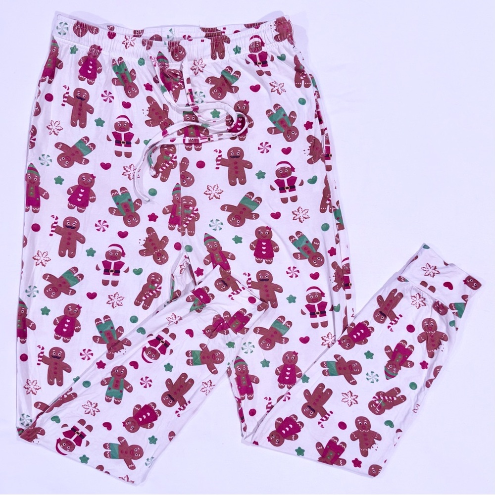 Caden Lane Cookie Crew Pajama Bottoms Adult Small Gingerbread Christmas Bamboo
